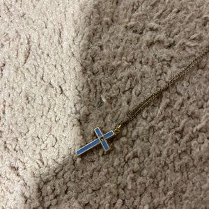 Blue and gold cross necklace